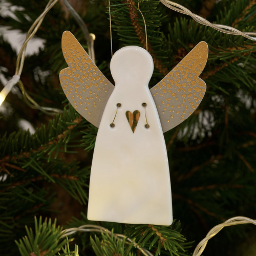 Ange à suspendre S coeur doré