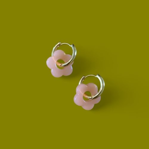 Boucles d'oreilles rose poudré agathe and coco fleurs MM