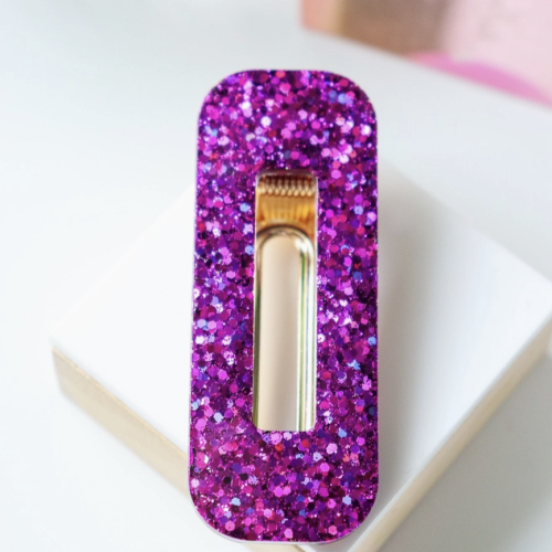 Barrette joie paillettes viole