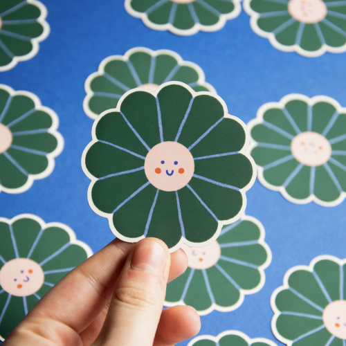 Stickers/autocollant fleur verte