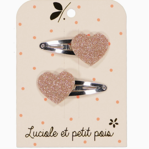 barrettes coeurs roses