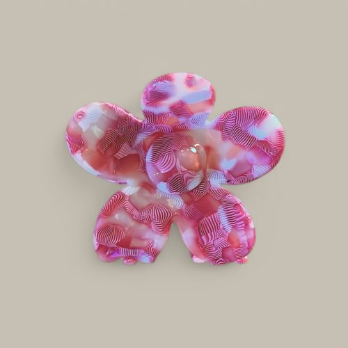 pince fleur framboise et écru nacré