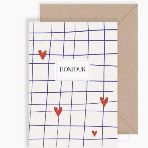 carte bonjour coeurs