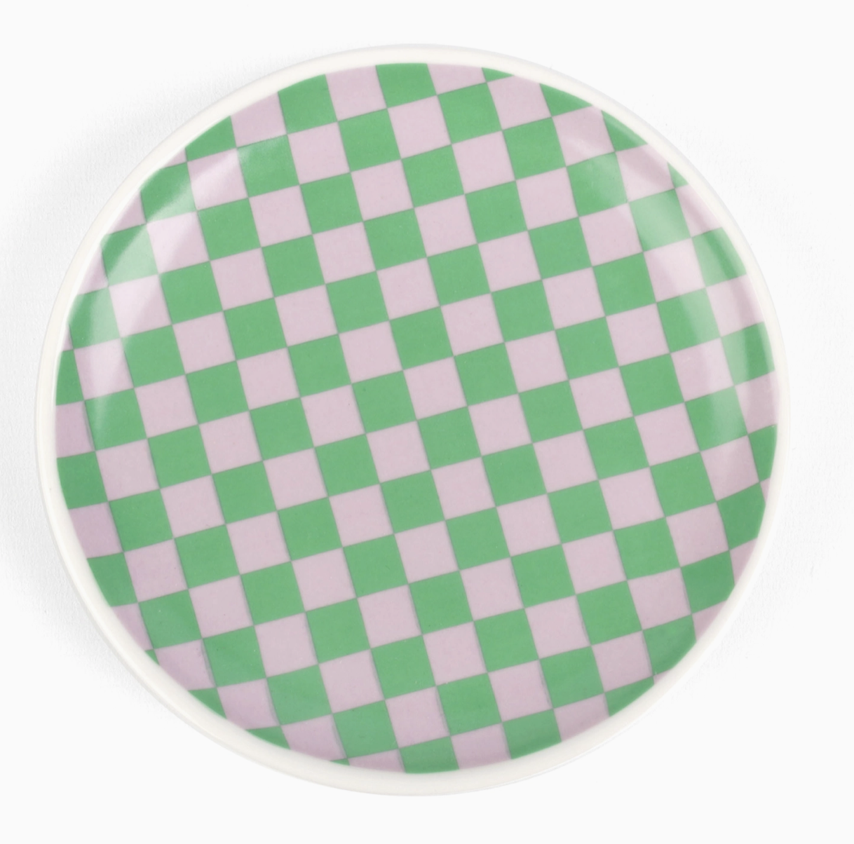 vide poche damier rose et vert