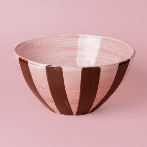 saladier rose et brun en céramique