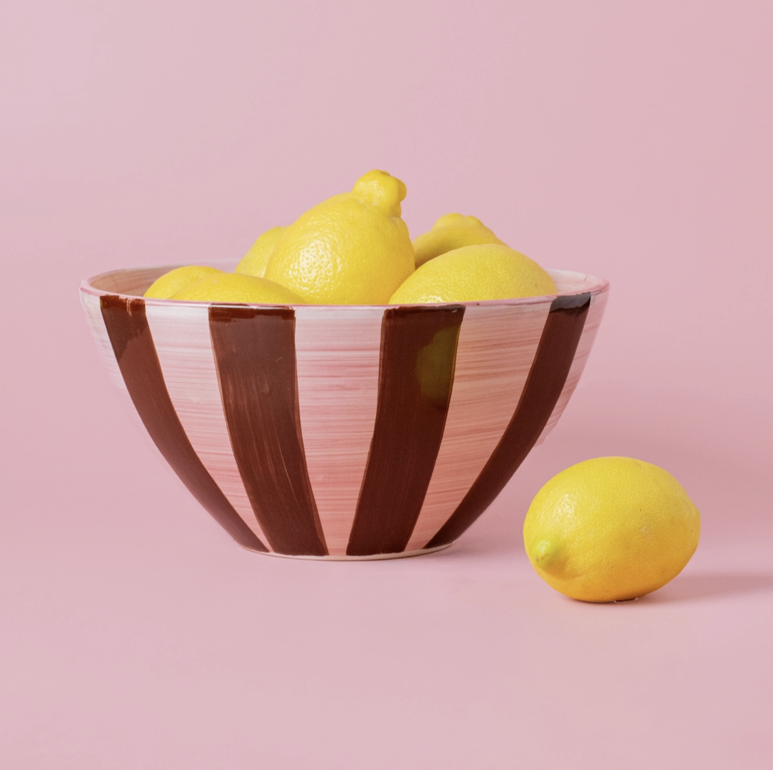 saladier rose et brun en céramique 21cm