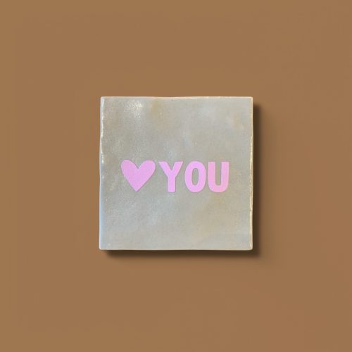 carreau love you beige et rose