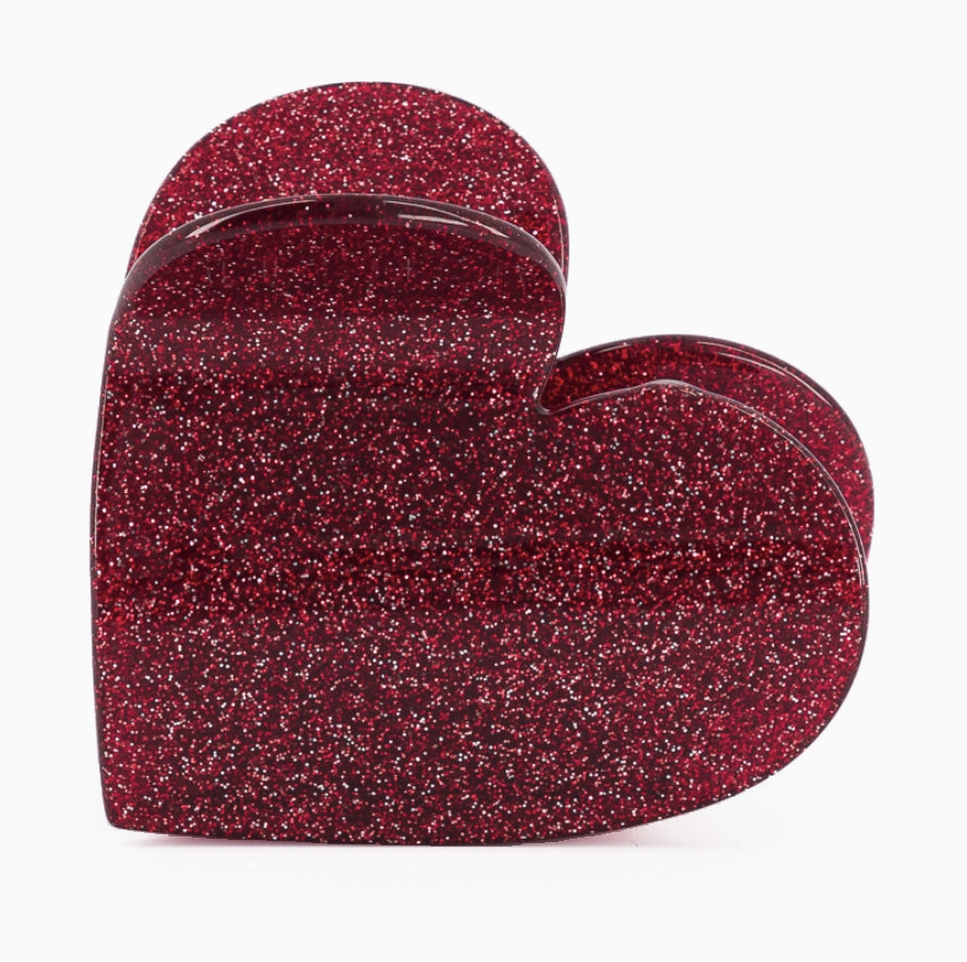 pince gros coeur rouge paillette
