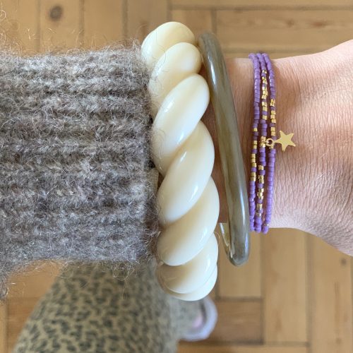 jonc torsadé écru Agathe and cocö 65mm de diamètre porté