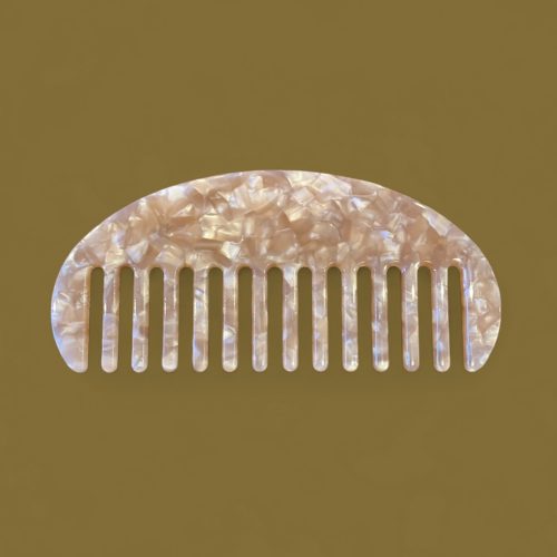 peigne demi lune nacre rose