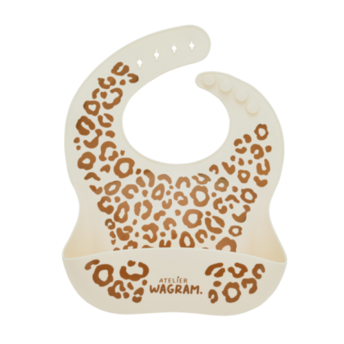 bavoir silicone léopard crème