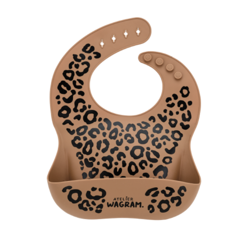 bavoir leopard caramel