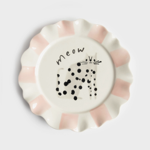 assiette festonnée chat