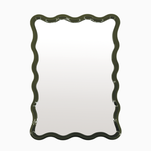 Miroir rectangle vert kaki ondulé