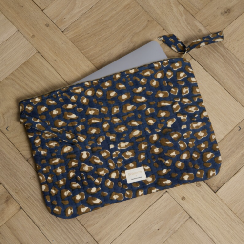pochette ordinateur 15" leopard navy