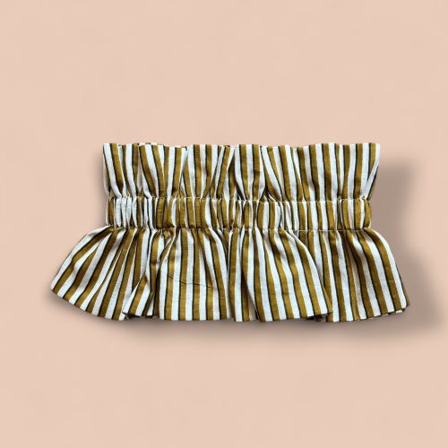 col froufrous fines rayures moutardes et blanches