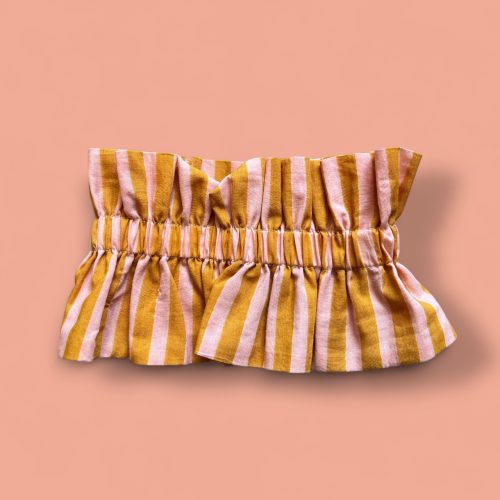 col froufrous grosses rayures roses et oranges