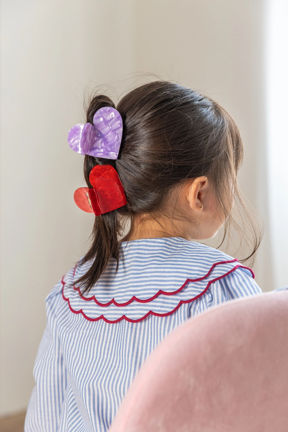 pince coeur violet nacré