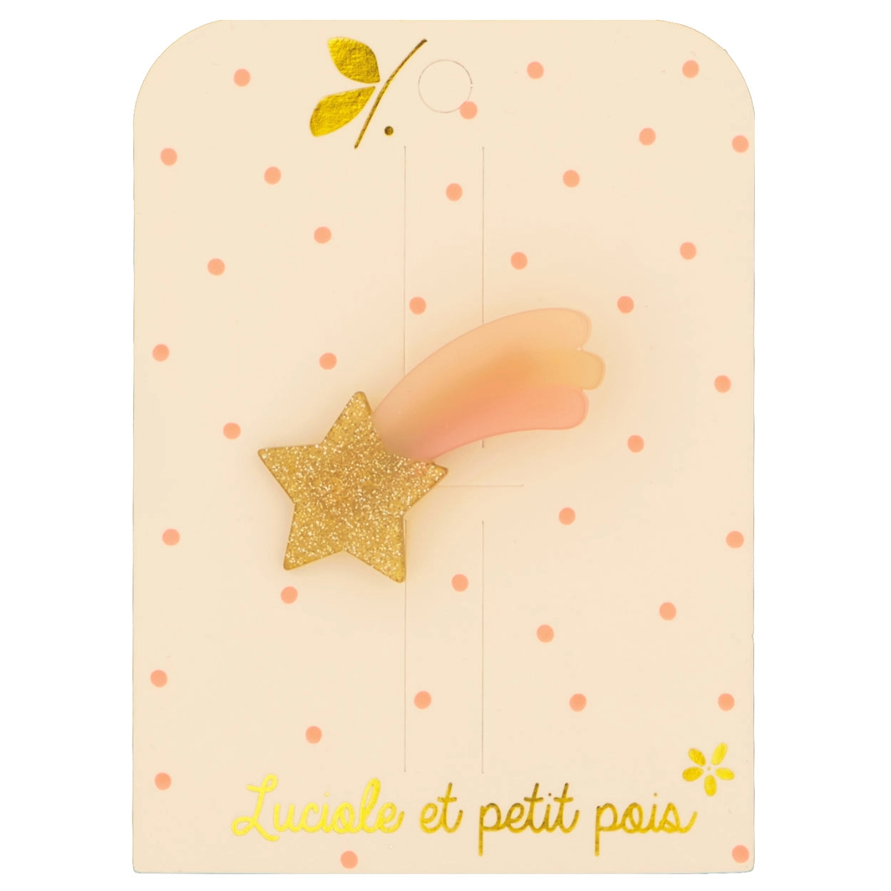 barrette étoile filante rose et dorée