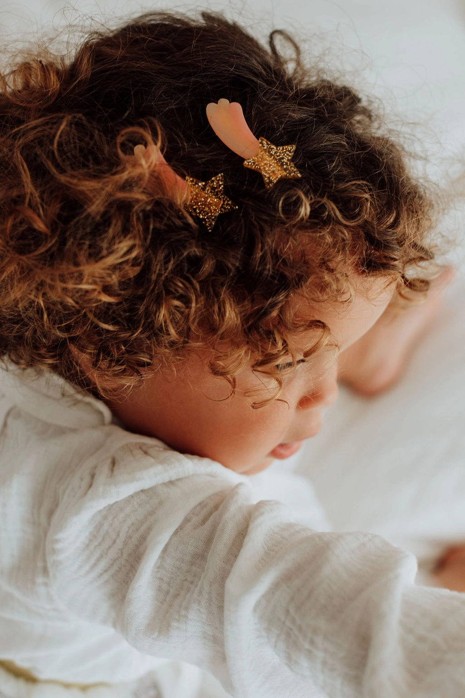 barrette étoile filante rose et dorée