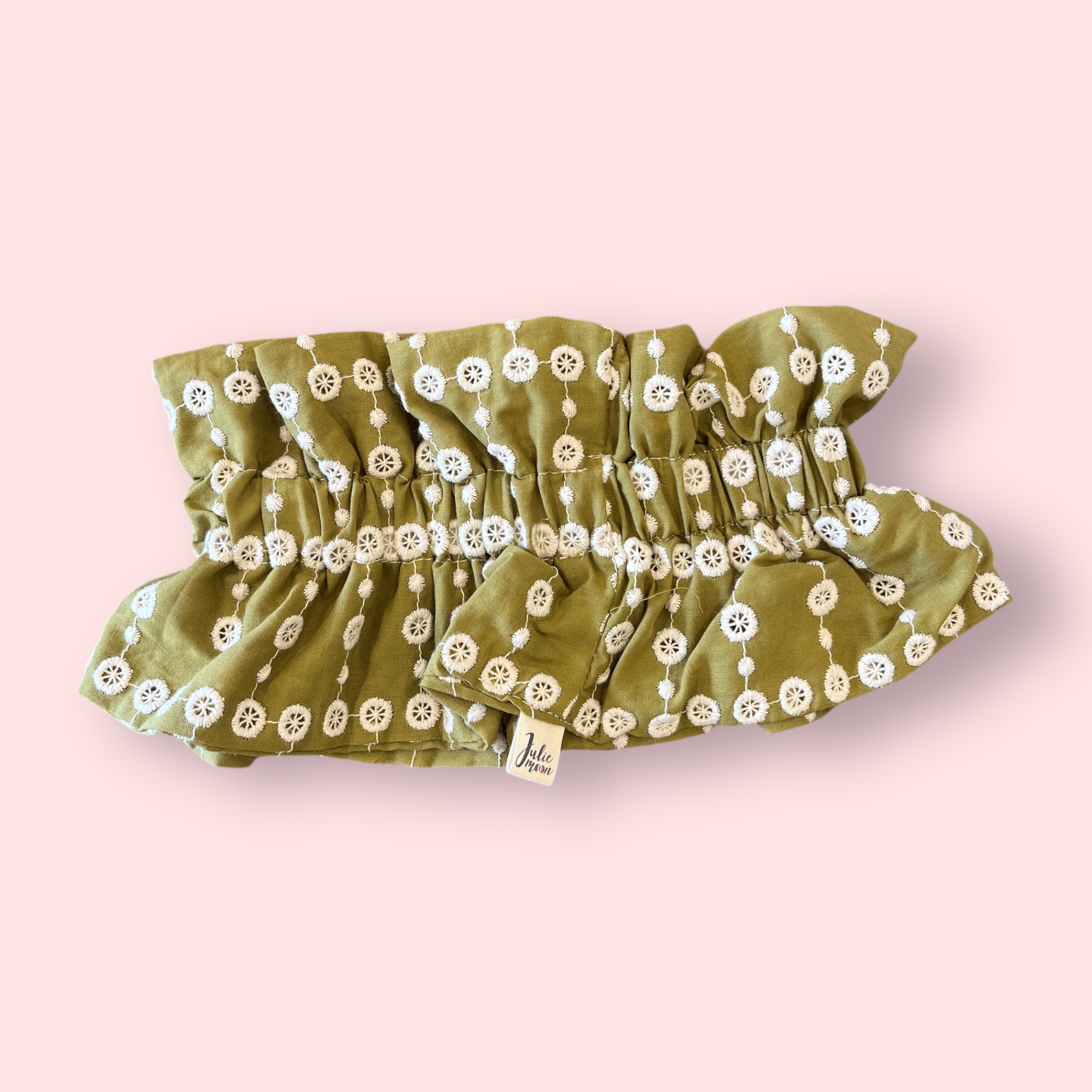 col froufrou vert olive brodé