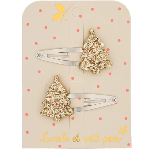 duo barrettes sapins doré