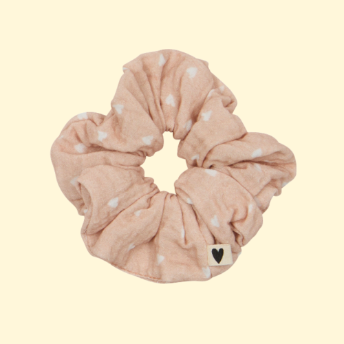 chouchou coeurs beige