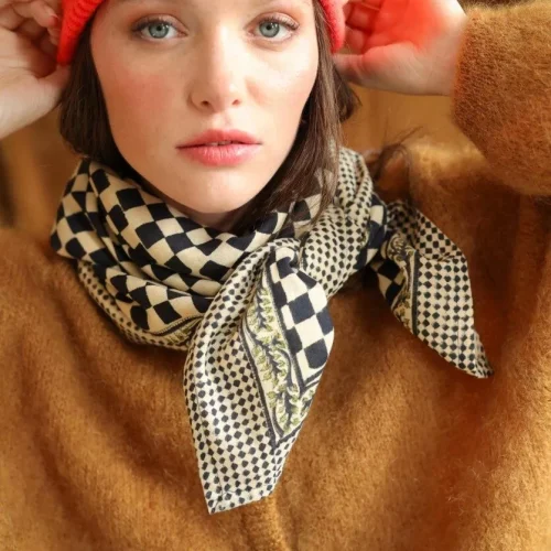 foulard damier encre