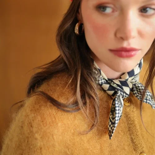 petit foulard damier encre