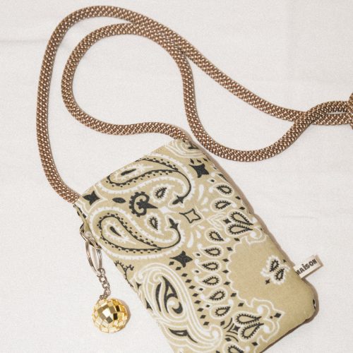 pochette téléphone bandana beige et chocolat