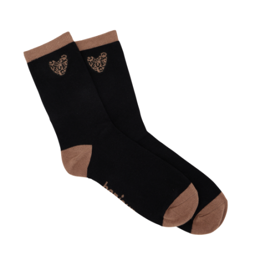 chaussettes adulte noir coeur Léo