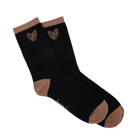 chaussettes adulte noir coeur Léo