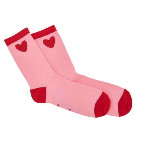 chaussettes adulte rose coeur rouge
