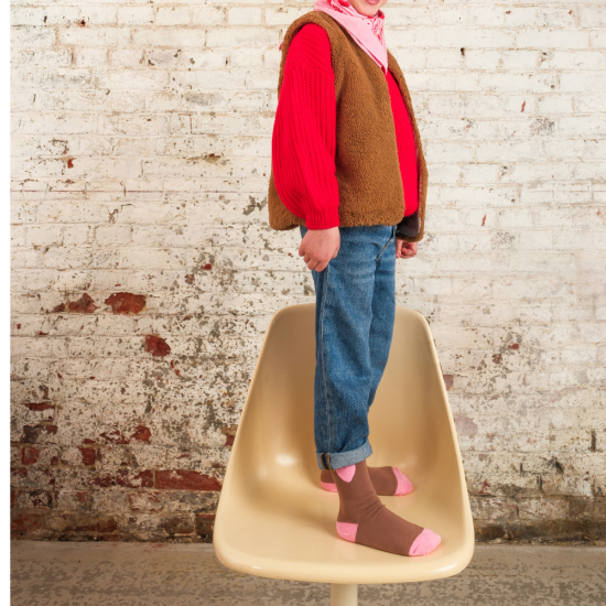 chaussettes enfant marron coeur rose chaussettes enfant marron coeur rose