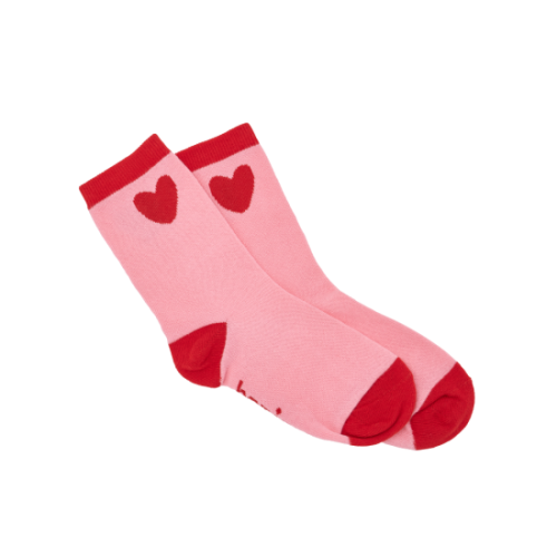 chaussettes enfant rose coeur rouge