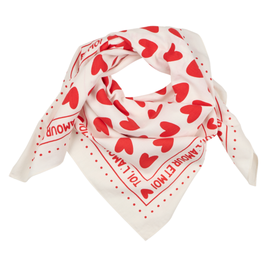 foulard adulte coeur blanc et rouge